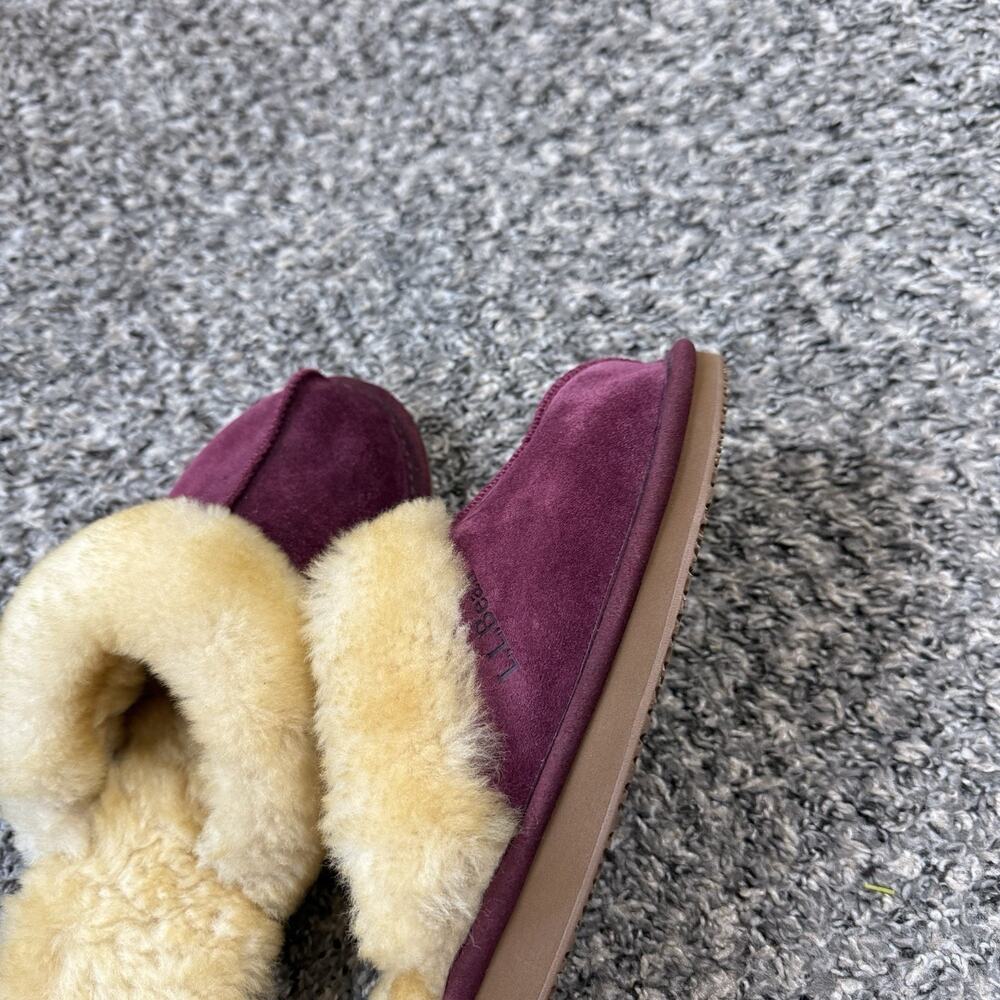 L.L.Bean Women's Sherpa Lined Slippers Mule Slip On Shoe Burgundy Size 8 New - Picture 7 of 7